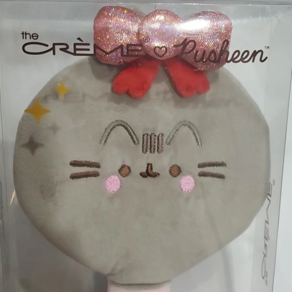 The Creme‎ Shop pusheen gray plush portable pink mirror new